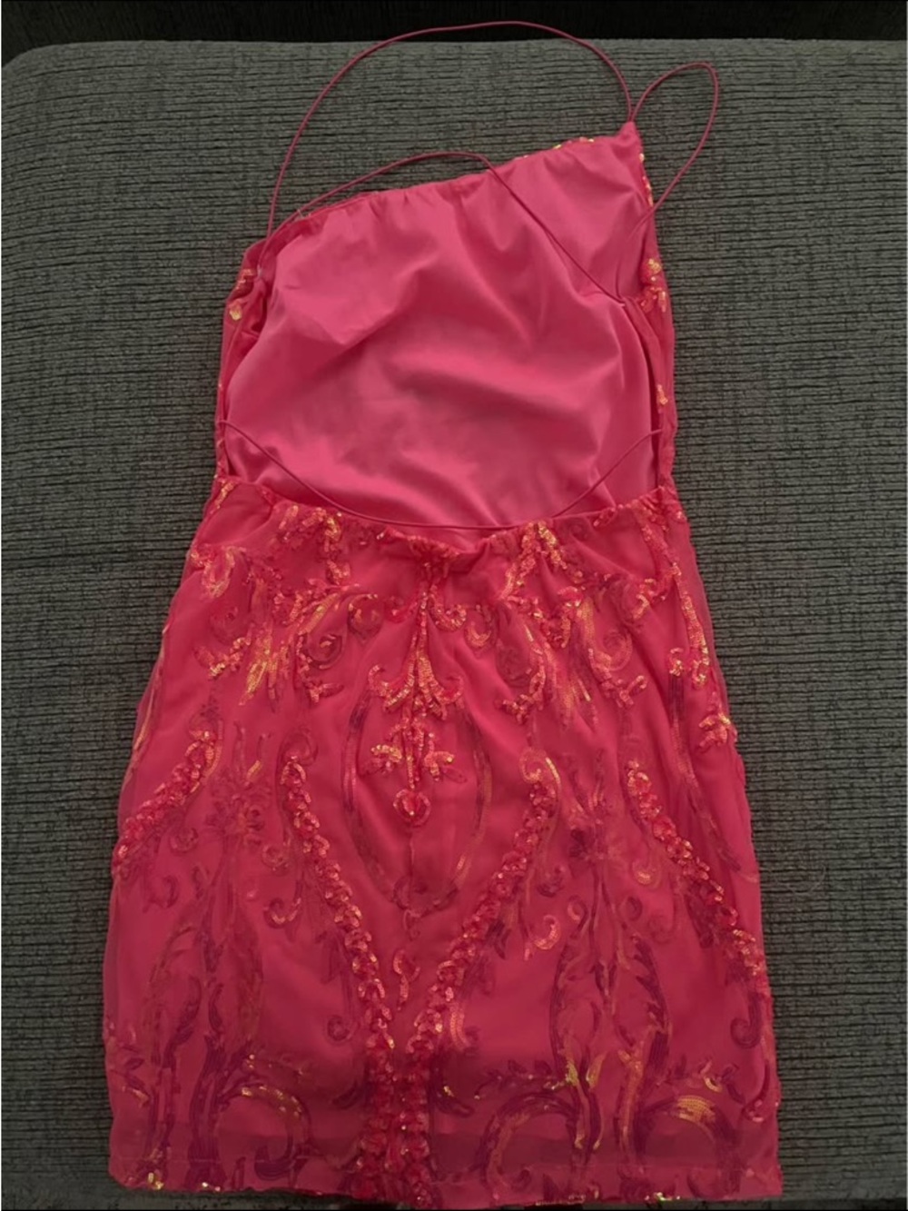 Hot Pink Embellished Spaghetti Strap Dress - Picture 1 of 2